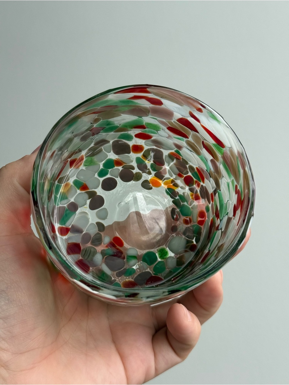 Confetti Style Handblown Art Murano Glass Votive Candle Holder Catchall Jar